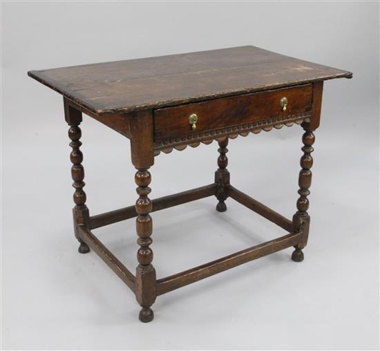 An 18th century oak side table, W.3ft 2in.